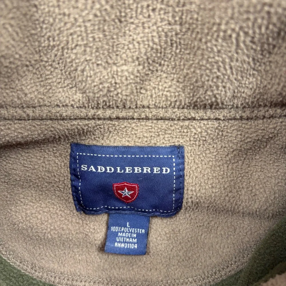 Saddlebred Pullover Mens Fleece Large Green Quarter Zip Mock Neck Long Sleeve